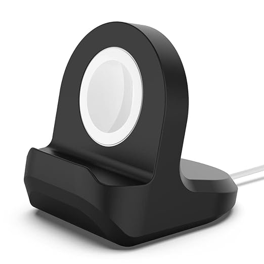 Portable iWatch Charging Stand Black, Stable Base, Nightstand Feature, All Apple Watch Sizes