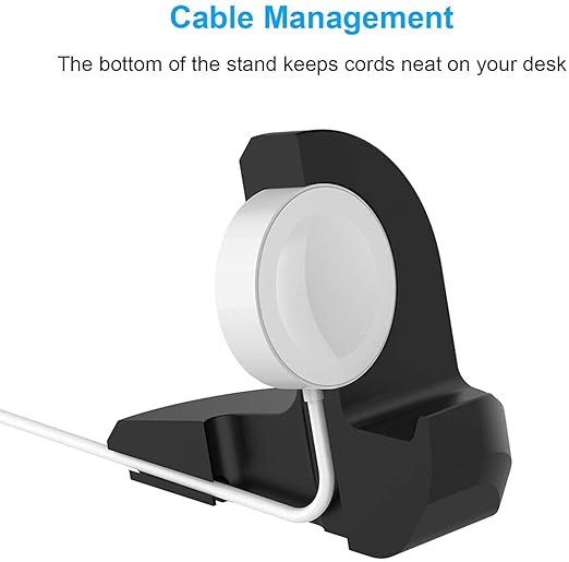 Portable iWatch Charging Stand Black, Stable Base, Nightstand Feature, All Apple Watch Sizes
