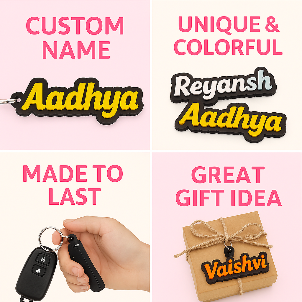 Personalized Name Keychain, Set of 4